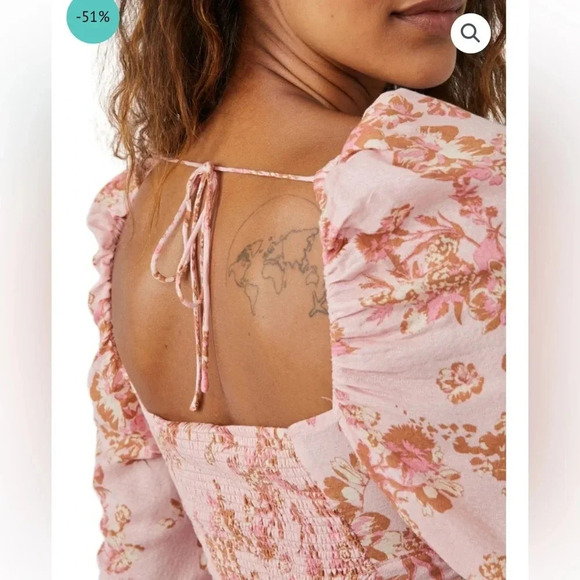 NWT!! Free People - Hilary Floral Crop Top - Pink Combo - Size S - Picture 4 of 9